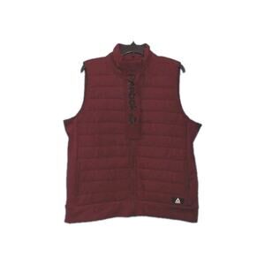 Reebok Quilted Puffer Vest Mens XXL Winsor Wine Red Full Zip With Snap TOP